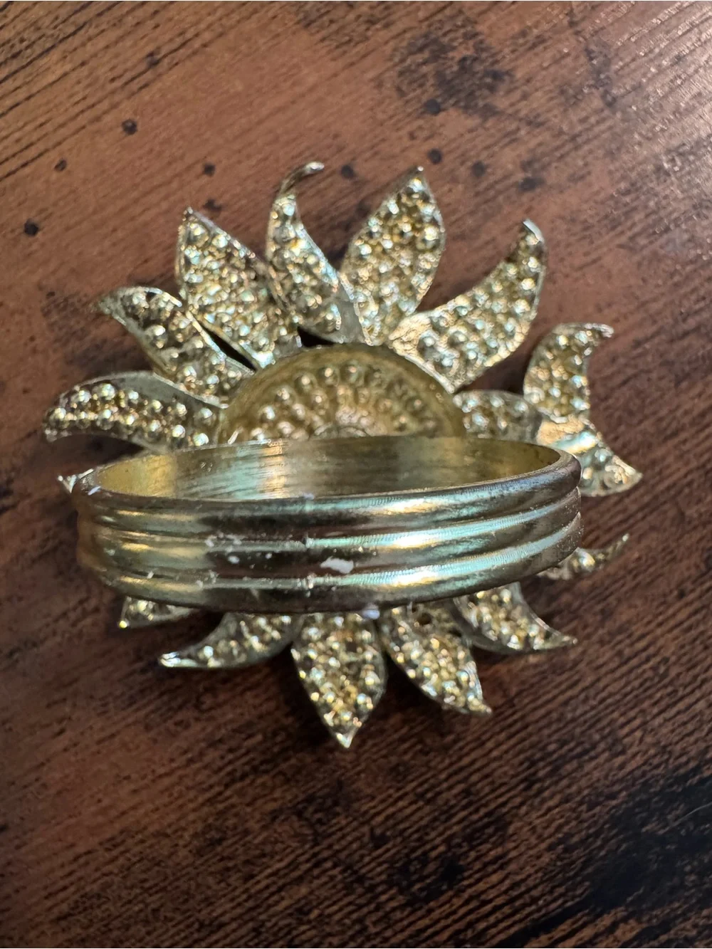 Tahari Home Sunflower Rhinestone Napkin Rings, Unboxed, Fall Thanksgiving